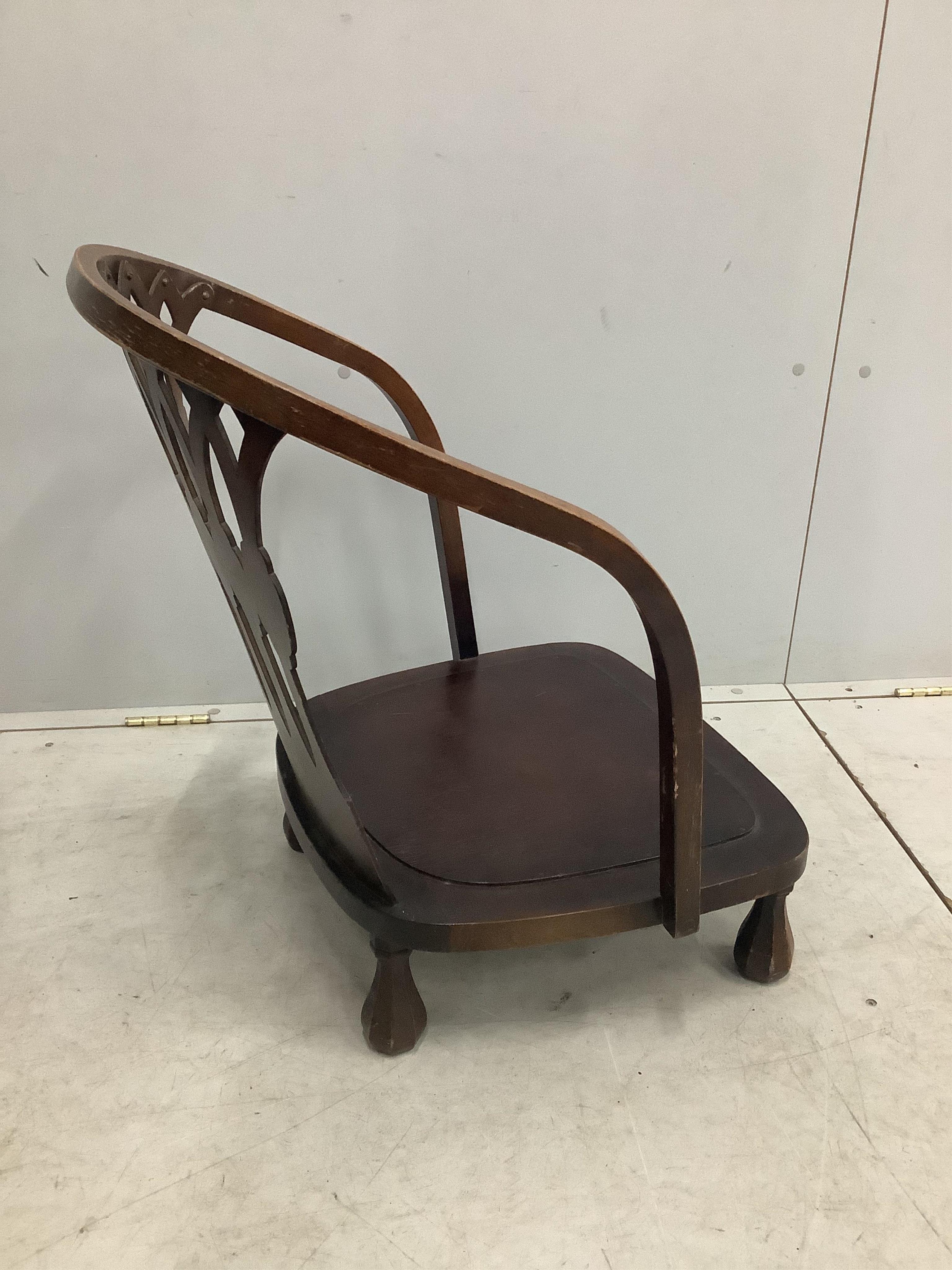 A bentwood bedroom chair, width 54cm, depth 46cm, height 67cm. Condition - fair